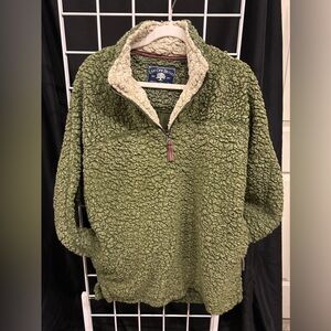 Olive Green Sherpa Pullover Sweater